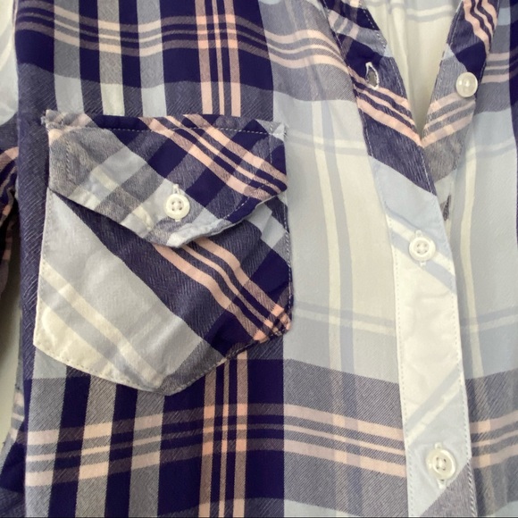 Rails Blue & Pink Plaid Rayon Button-front Shirt - Picture 4 of 8
